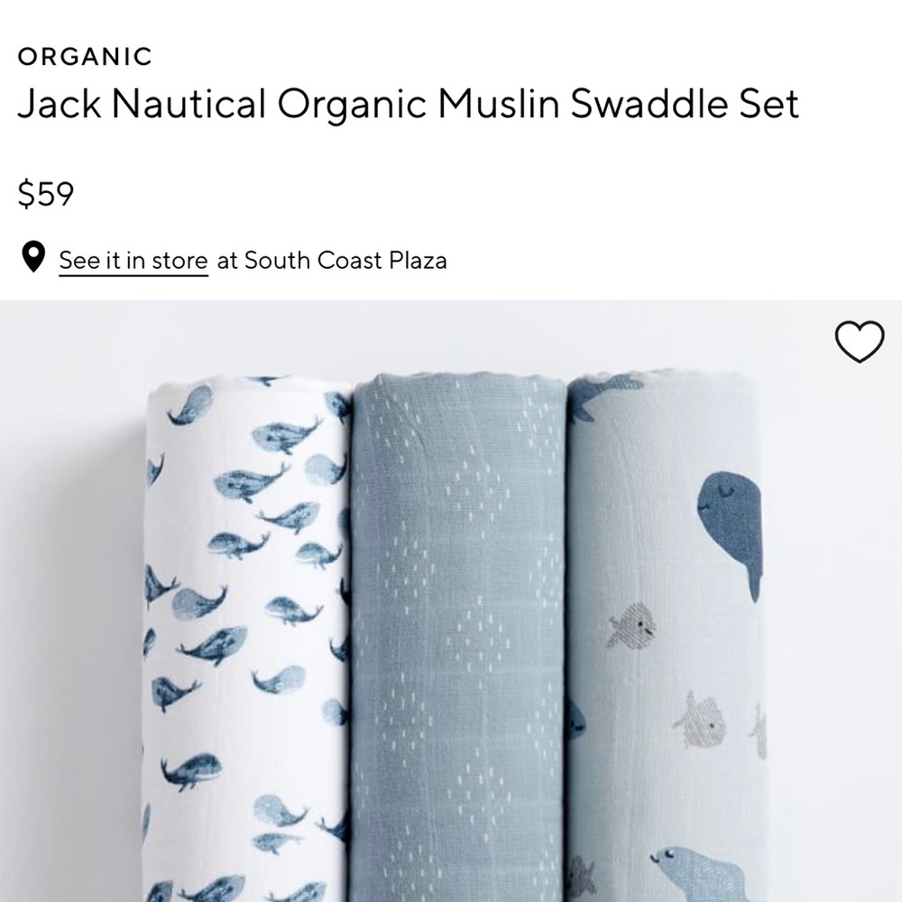 Nautical ocean theme Pottery Barn organic Muslin swaddles